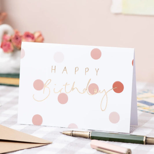 'Happy Birthday' Brown Dot + Gold Foil Birthday Card| Add On
