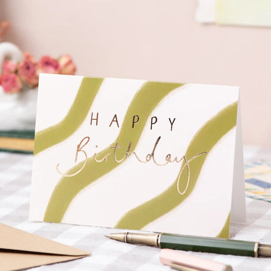 'Happy Birthday' Green Wiggle + Gold Foil Birthday Card | Add On