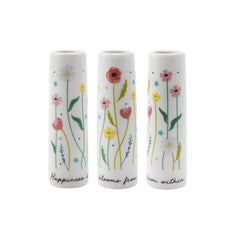 Happiness Blooms from Within Ceramic Floral Bud Vase